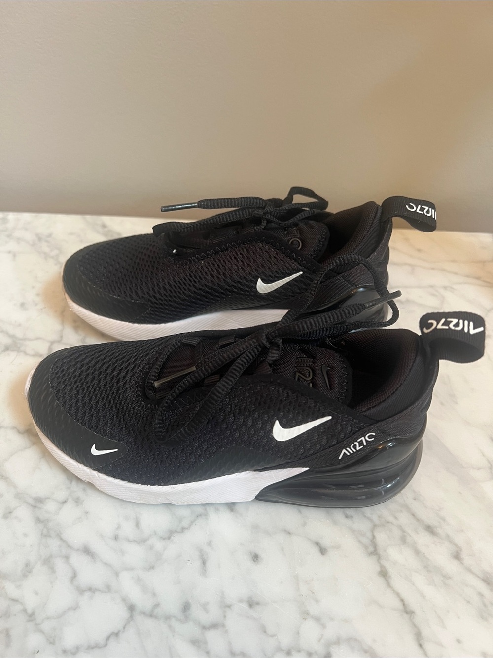 Nike Kids Black and White Air Max 270-Style Sneakers